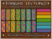 Parkins Textures - Rainbow Retro Set - 20x Full Perm Seamless 1024x1024 - Cloth, Fabric, Pride, Bright, LGBT+, Clothing