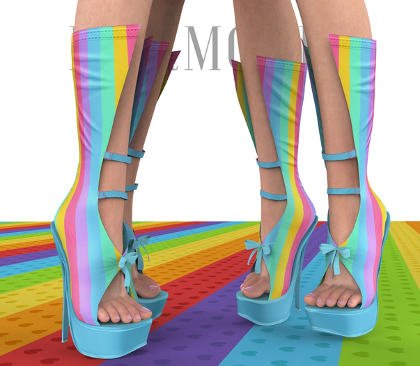 Blue Rainbow Boots