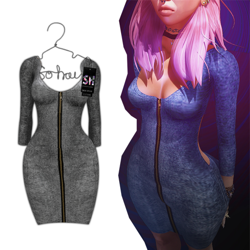 . So-Hai . Zipper Dress Gray