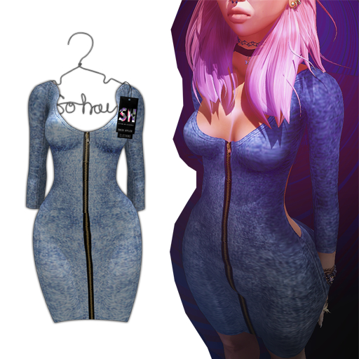 . So-Hai . Zipper Dress LBlue