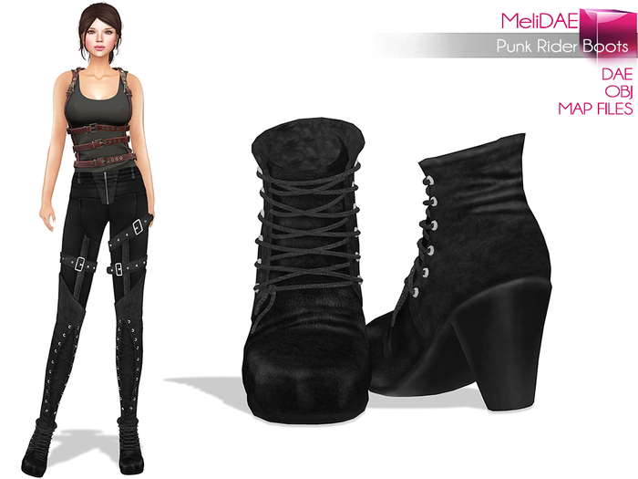 Dae, Obj, FBX, And Texture Files Punk Rider Boots - None Rigged