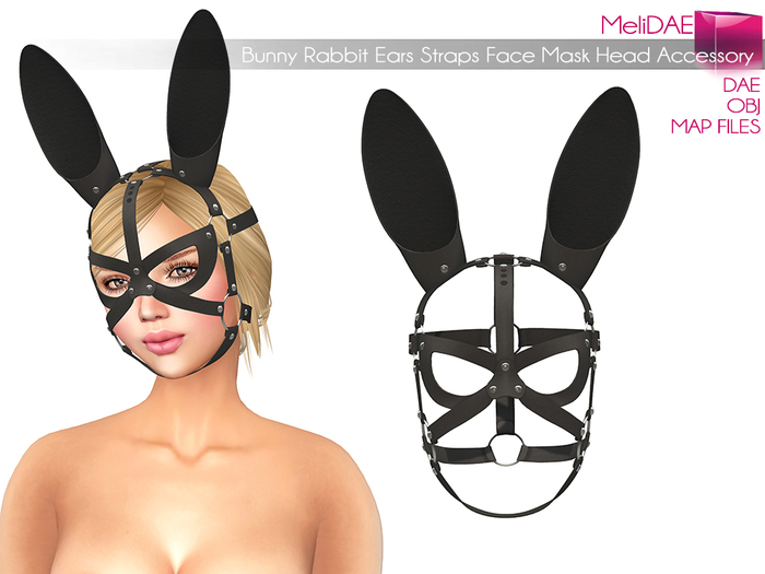 Dae, Obj, FBX, And Texture Files Bunny Rabbit Ears Straps Face Mask Head Accessory - None Rigged 