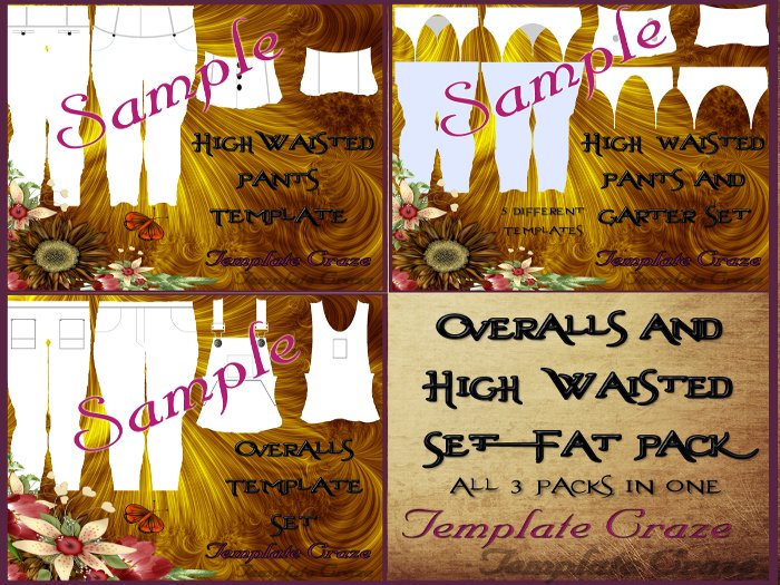 *~Template Craze ~* Overalls And High Waisted Set Fat Pack
