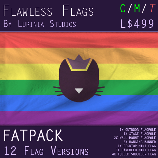 Kitty Pride Flag (Rainbow/Gay, Fatpack, 12 Versions) - Exclusive Original Design