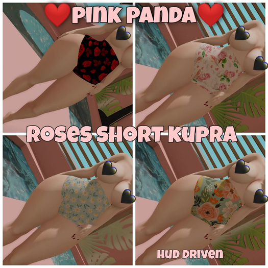 <3 PINK PANDA <3 ROSES SHORT KUPRA