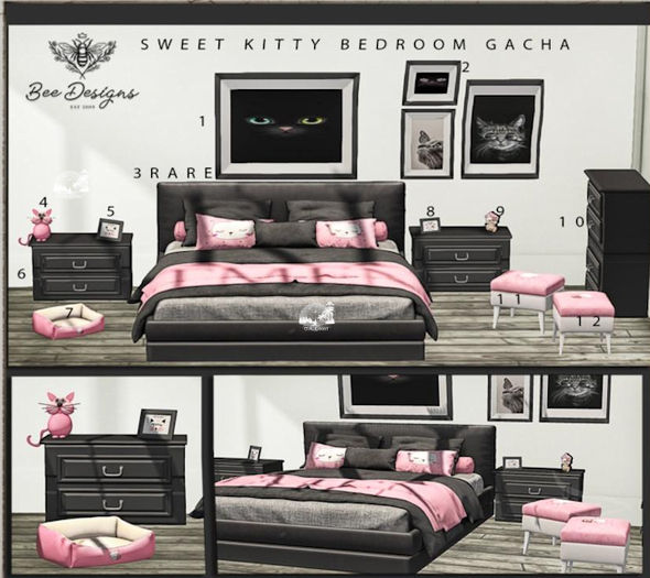 Bee designs Sweet Kitty Bedroom gacha 3 RARE