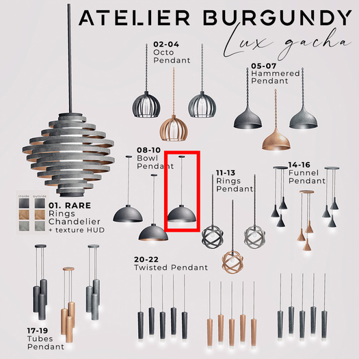 Atelier Burgundy . Lux . 01 Rings Chandelier RARE