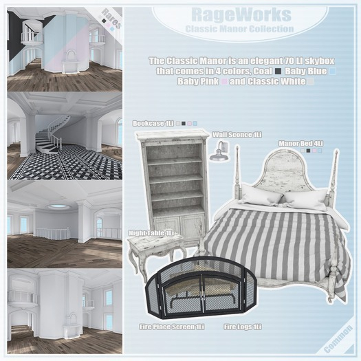 Classic Manor Bookcase - Blue - (RageWorks)