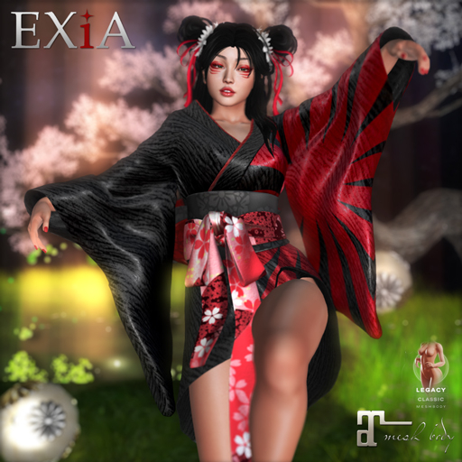 * EXiA * Hirume Kimono Black & R