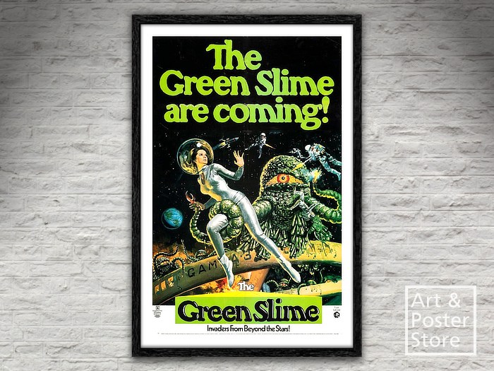 The Green Slime Are Coming | Classic Pulp Horror Movie Poster | Plain Mesh Frame with 6 texture options