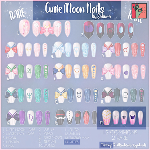 14. {Sakura} Cutie Moon Nails - M - Kitties