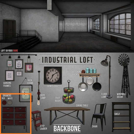 BackBone Industrial Loft - Drawers - Red