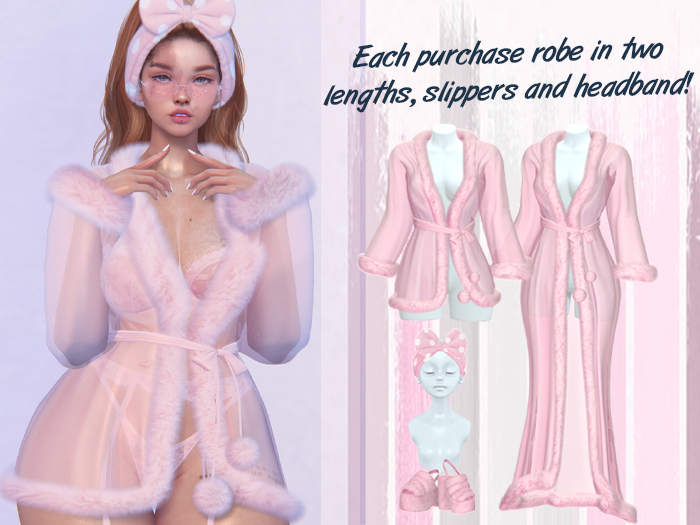Lunar - Nite Robe & Slippers & Headband - Bubblegum Pink