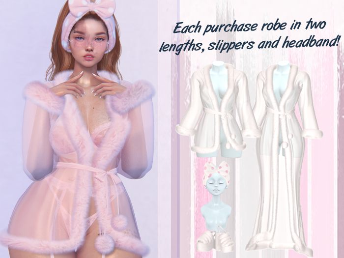 Lunar - Nite Robe & Slippers & Headband - White