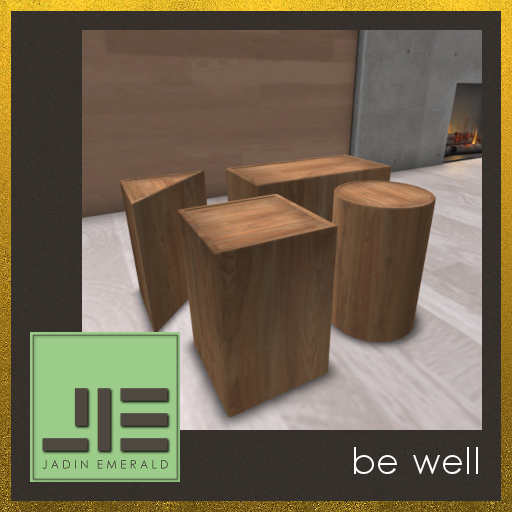 Matana Wood Block Table Set, Four Shapes (Texture Change) - Mesh C/M (Wear to Unpack)