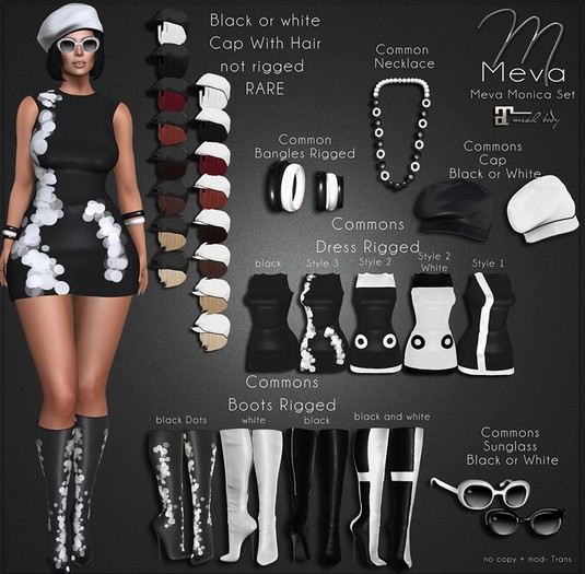 Meva Monica Cap with Hair Black Box RARE