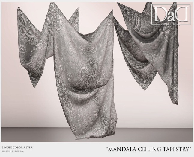 Mandala Ceiling Tapistry - Silver