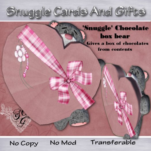 'Snuggle' Chocolate box Valentine bear