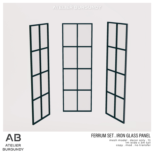 Atelier Burgundy . Ferrum Iron Glass Panel *ADD*