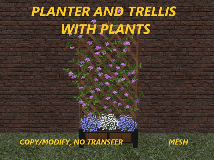 PLANTER  & TRELLIS WITH PLANTS