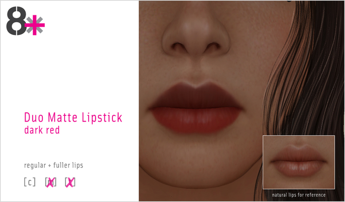 8+ // Lipstick - Duo Matte Dark Red