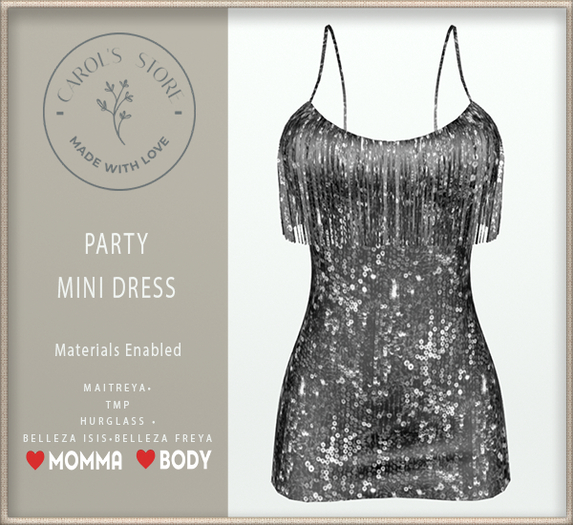 Party Mini Dress  Silver Sequins