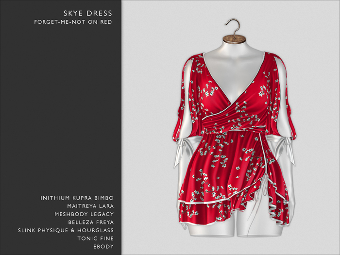 Black Owl - Skye - Forget-me-Not on Red - Dress