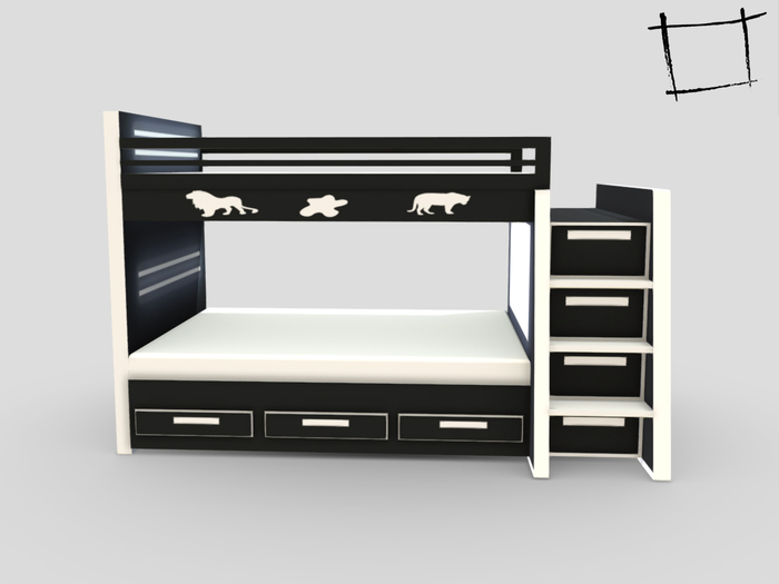 Full Perm Mesh Childrens Bunk Bed Builders Kit