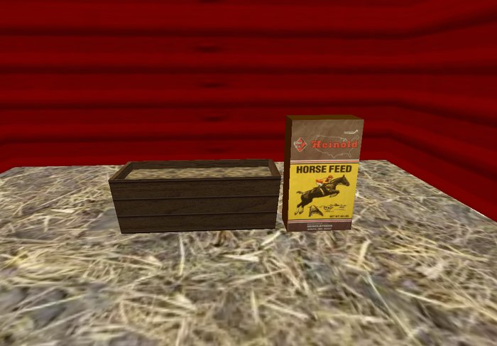 Long Feed Trough & Bag of Feed