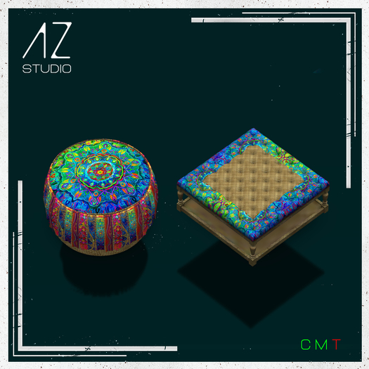 [AZ] STUDIO Goa Party - Mandala Ottoman & Low Table Set V.2