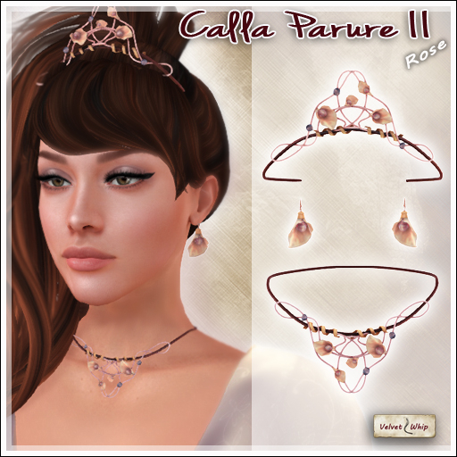 [V/W] Calla parure II - Rose - Jewelry set of necklace, earrings, tiara - Mesh accessories
