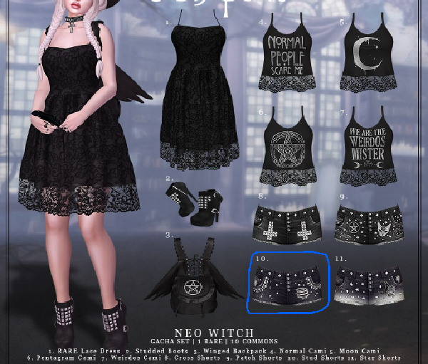 Oubliette- Studs Neo Witch Shorts ISIS