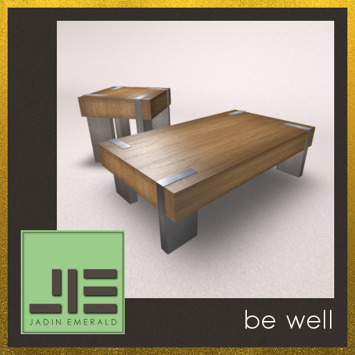 Tukeva Wood Block Coffee Table and End Table Set, 11 Wood Textures, 18 Brushed Metals - C/M (Wear to Unpack) 