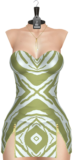 JF Design - Britney Dress/Panty/Necklace - Patterned Moss