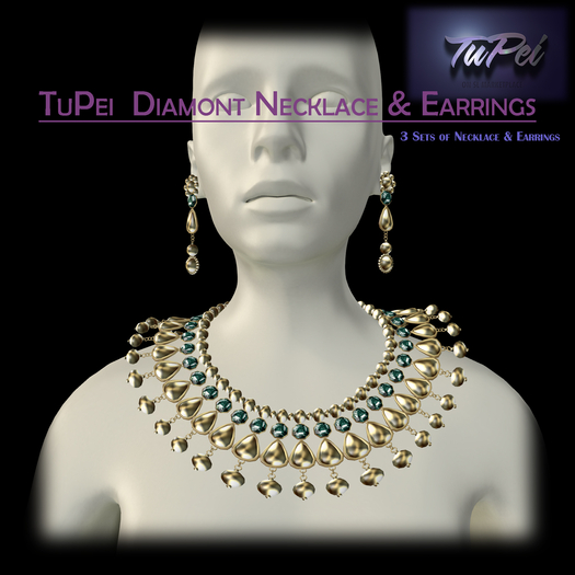 TuPei  Diamont Necklace & Earrings - Set of 3