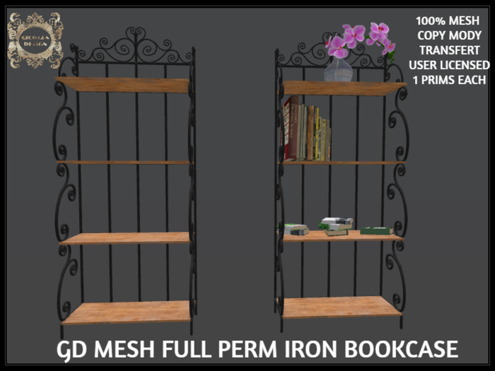 GD MESH FULL PERM IRON BOOKCASE
