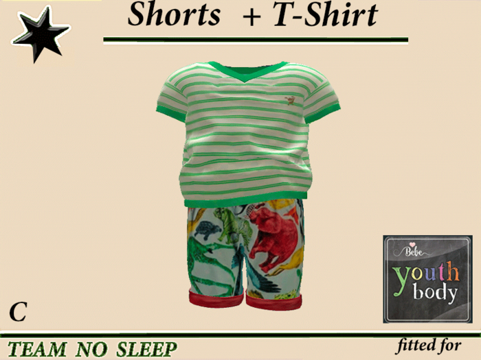 Set shorts bunt + T-Top gr