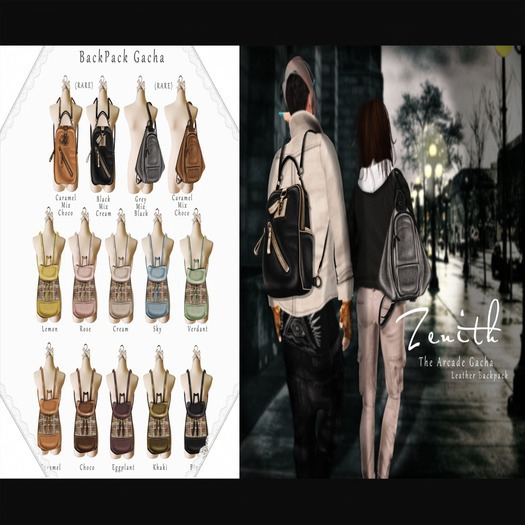 =Zenith=Western leather backpack Black Mix Cream RARE