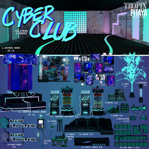 Second Life Marketplace Pitaya.Tropix Cyber Club Stool