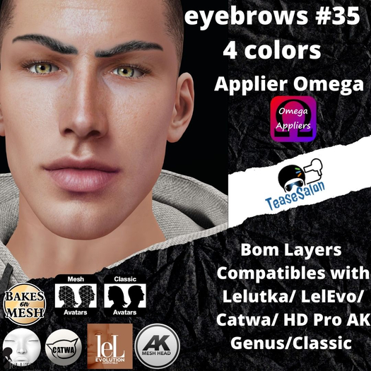#TS# Eyebrows #35 4 colors BOM - Lel Evo/Catwa HD Pro/ Classic