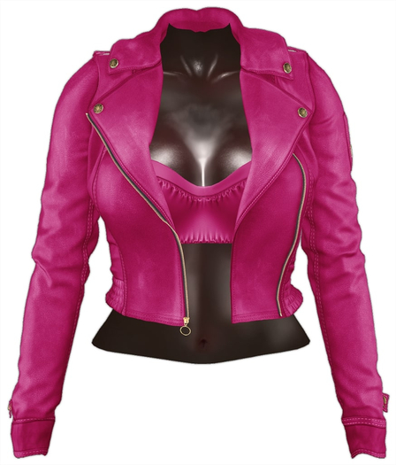 Kaithleen's Colette Leather Moto Jacket - Lipstick