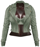Kaithleen's Colette Leather Moto Jacket - Green