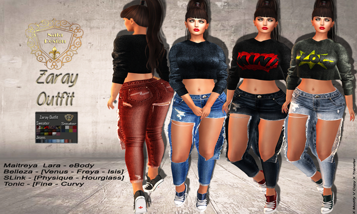 Nala Design ::Zaray Outfit:: Ripped Pants-Sweater-Sneakers[Belleza All.SLink All.Maitreya.Tonic All.Ebody]