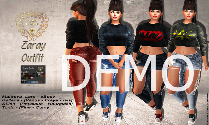 DEMO-Nala Design ::Zaray Outfit:: Ripped Pants-Sweater-Sneakers