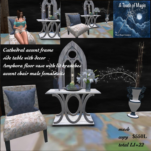 Cathedral frame accent side table set-Box