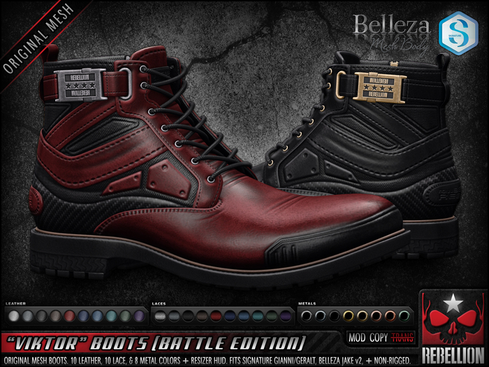 = REBELLION = "VIKTOR" BOOTS - BATTLE EDITION (Signature Gianni - Geralt, Belleza Jake)
