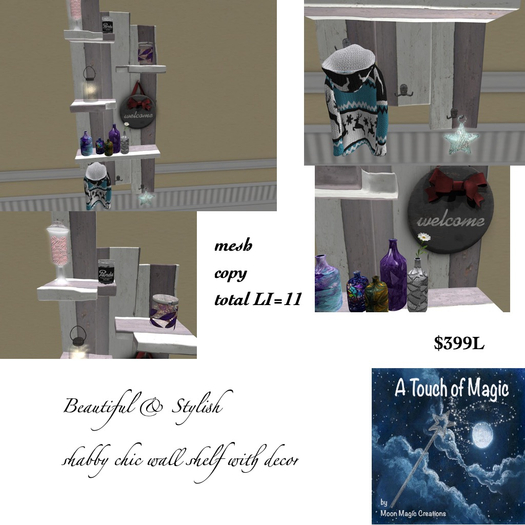 Shabby Chic Wall shelf with decor-Box