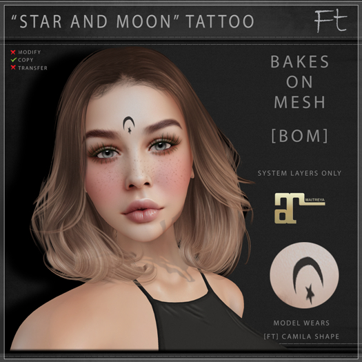 [Ft]  Fravoisse's tips - Star and Moon tattoo Forehead [BOM]