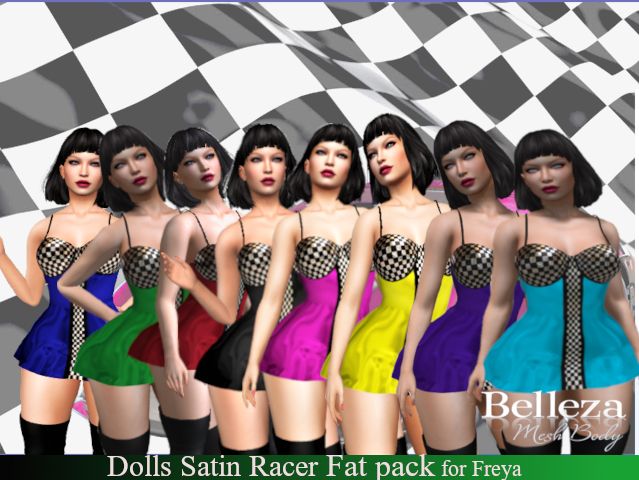 Dolls Satin Racer Dress ~ Freya Fat pack