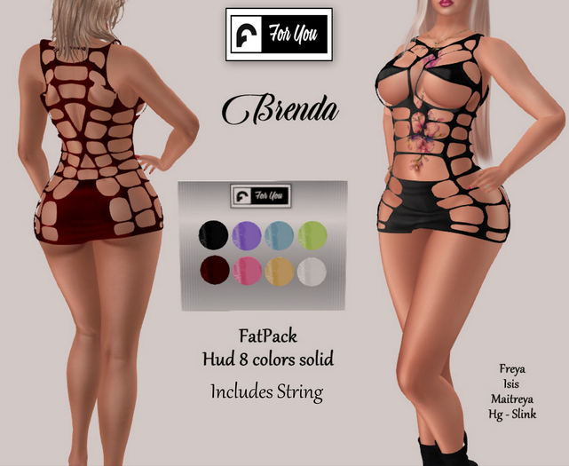 ::F:: Brenda Dress Hud 8 colors solid - Fatpack
